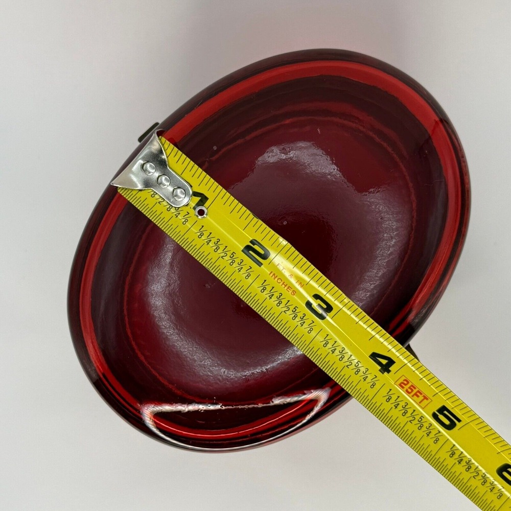Antique Red Cranberry Crystal Hinged Casket Box Bohemian‎ French Brass Oval Rare - Picture 10 of 14